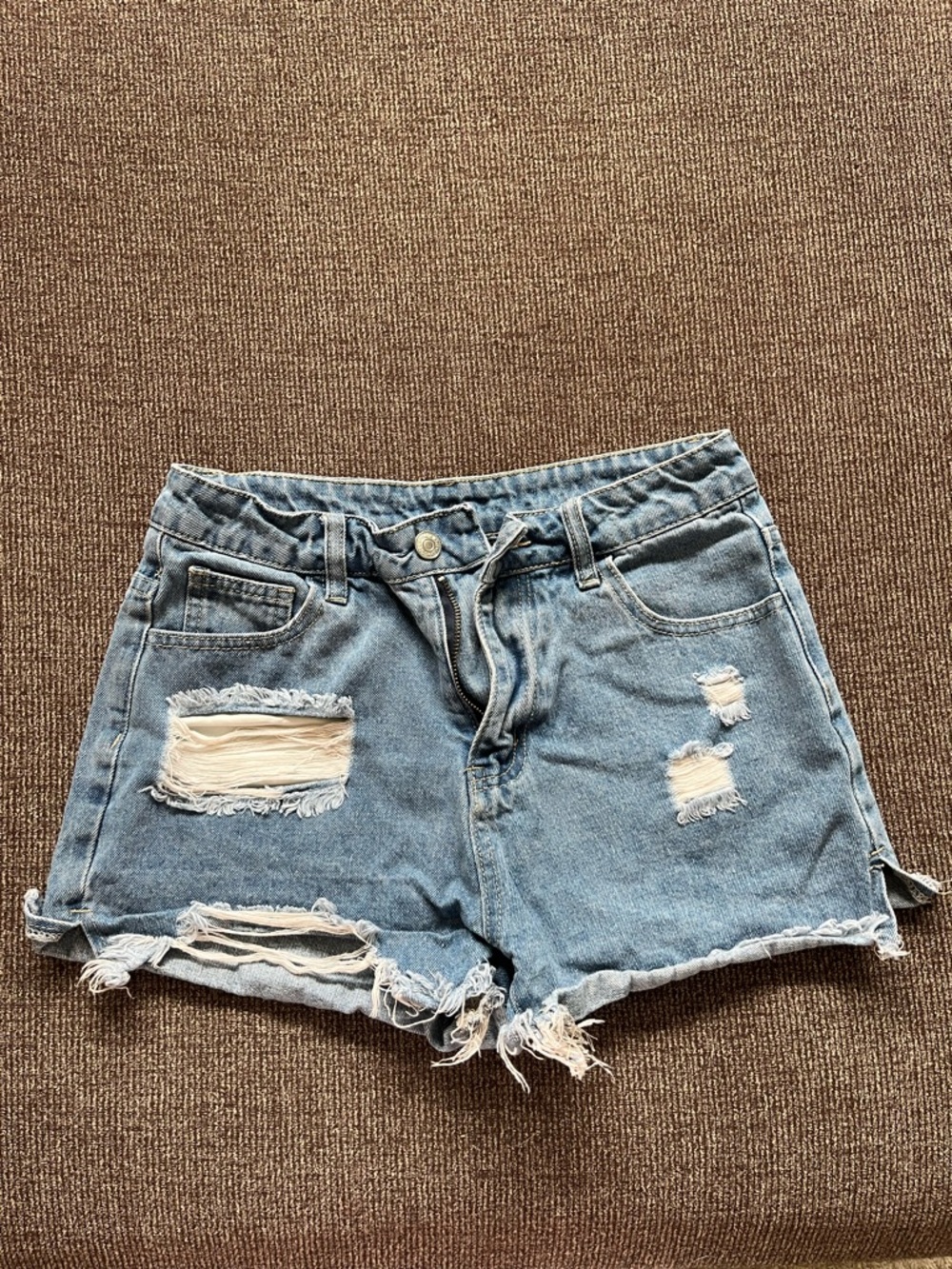 SHEIN Light Blue Distressed Denim Cutoff Shorts